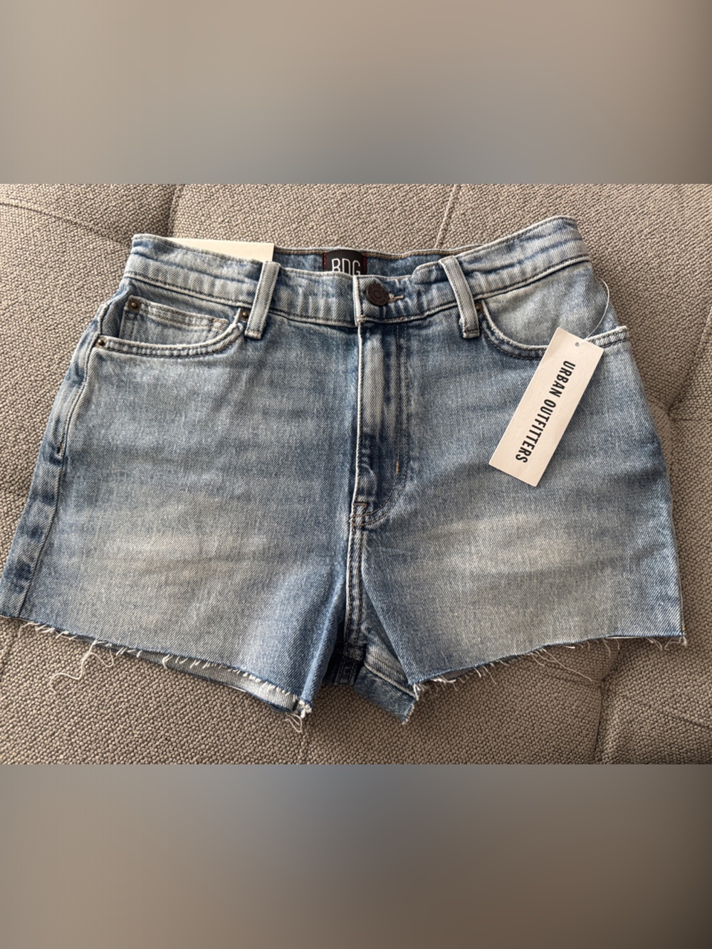NWT Urban Outfitters Girlfriend Light Blue Frayed Denim Shorts